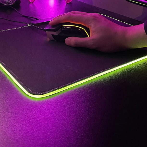 Alfombrilla de ratón para juegos RGB 3402453mm, alfombrilla LED con base de goma antideslizante, almohadilla de ratón suave para teclado de ordenador con Macbook, PC, es Afortunado Sencillez