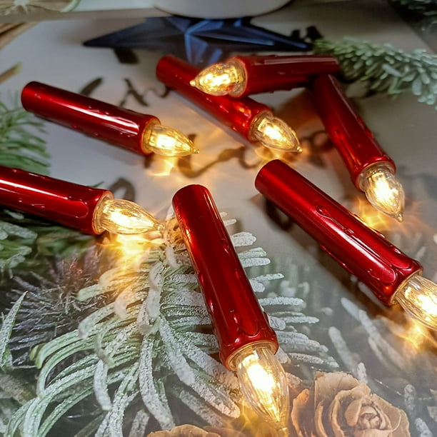 Raz - Vela de Navidad grande con purpurina roja parpadeante de 22.5  pulgadas, decoración navideña