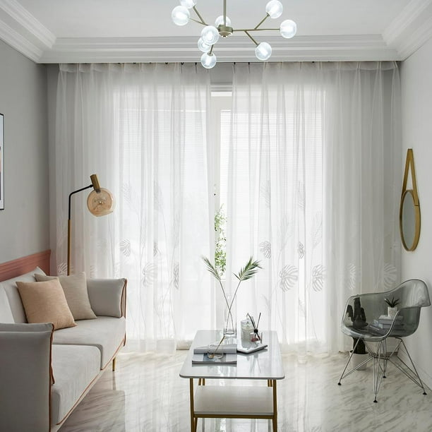 Wosthever Cortinas blancas para ventana de dormitorio, amplia aplicación  con filtrado de luz, cortinas de tul fáciles de usar, cortina Type2 NO2