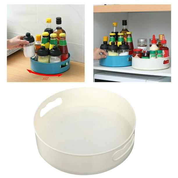 Bandeja de almacenamiento de botellas de condimento de despensa de rotación  de 360 ​​ degree Bandejas organizadoras de soporte de maquillaje cosmético  multi Blanco Macarena Especiero de mesa de cocina
