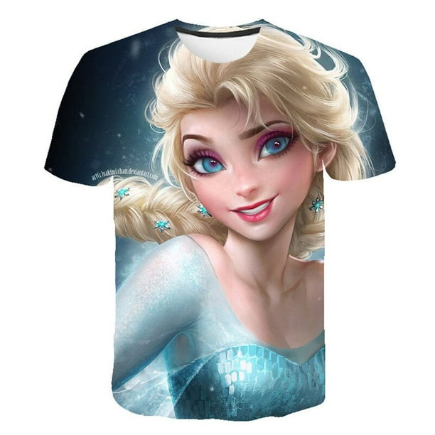 Nueva camiseta Anna Elsa con estampado de animales para ni as