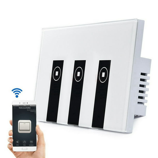 Interruptor inteligente WiFi de pared táctil, control remoto para teléfono  inteligente, compatible con iOS y Android, interruptor de pared inteligente