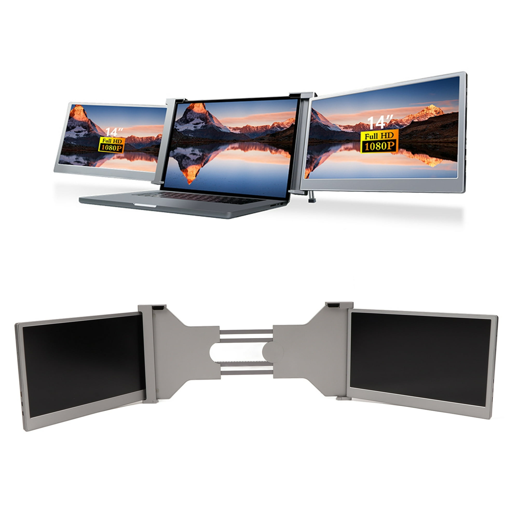 Monitor de pantalla dual de 14 pulgadas - Extensor de monitor portátil FHD  1080P IPS con puerto USB-C y mini HDMI, Plug & Play, fácil de transportar