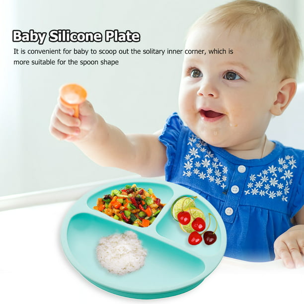 Plato de silicona para bebé, platos antideslizantes para niños pequeños,  cuencos de entrenamiento para alimentación de alimentos (azul) Tmvgtek Para  estrenar