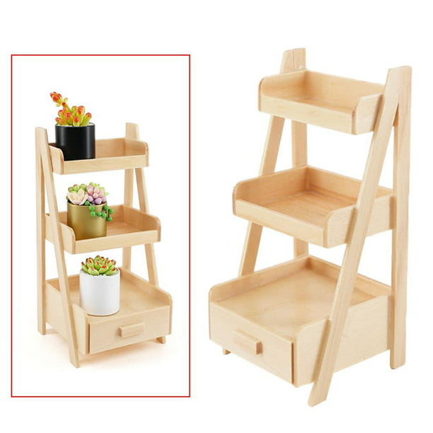Estantería de madera para casa de muñecas de 3 niveles, estantería para  niños, libros y juguetes, organizador de almacenamiento, estantes para
