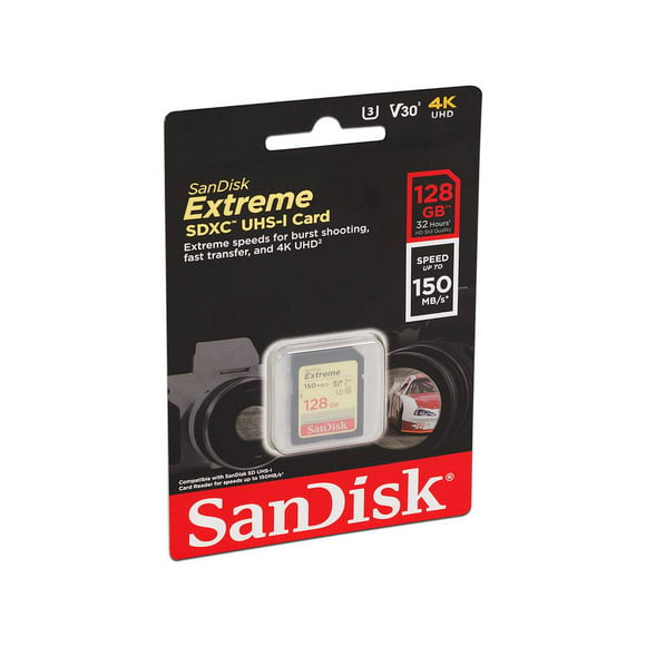 memoria sandisk extreme sdxc uhsi u3 de 128 gb clase 10 v30 4k sandisk sdsdxv5128ggncin