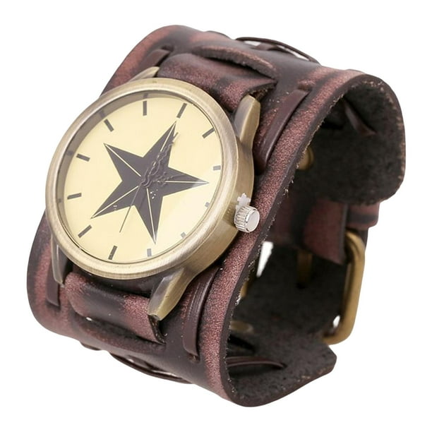 Reloj de Punk Vintage para hombre, brazaletes de reloj para hombre, correa  de material cuero , corre Fernando Reloj de pulsera