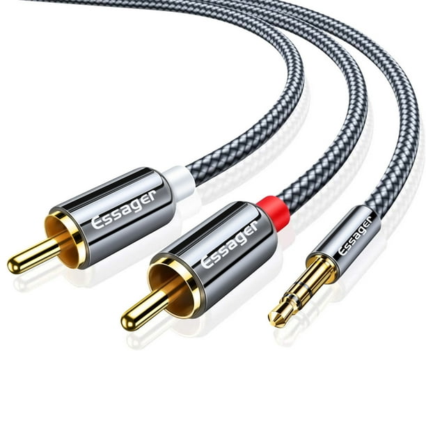 Cable conector 3,5 mm a 2 conector RCA de 1,8 m, reforzado
