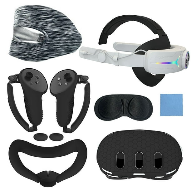 Juego de funda protectora Juego de accesorios 7 en 1, correa para la cabeza  RGB, cubierta facial, máscara para ojos para Oculus/Meta Quest 3