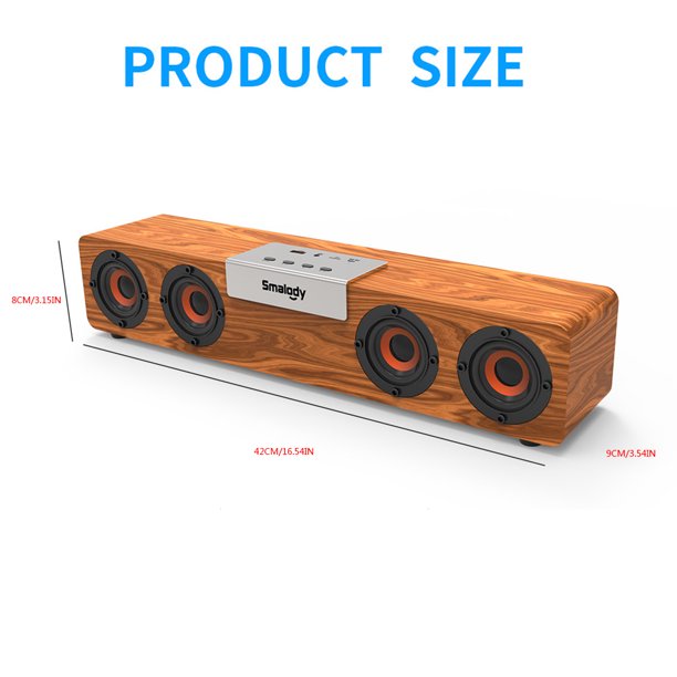 Barra Sonido Madera Bluetooth Radio Fm Mp3 4 Parlantes Usb