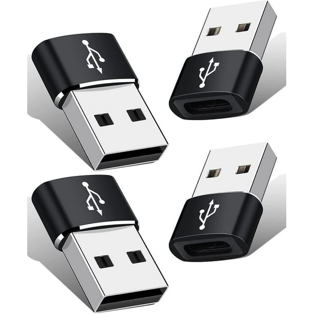Adaptador USB C hembra a USB macho (paquete de 4), adaptador de cargador  tipo C a
