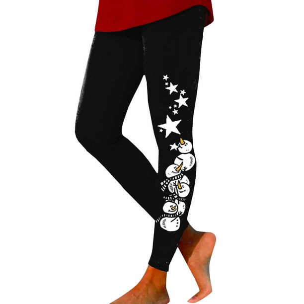 Gibobby pantalones de vestir mujer cintura alta Leggings deportivos  estampados navideños de moda informal para mujer Leggings de moda (Negro, M)