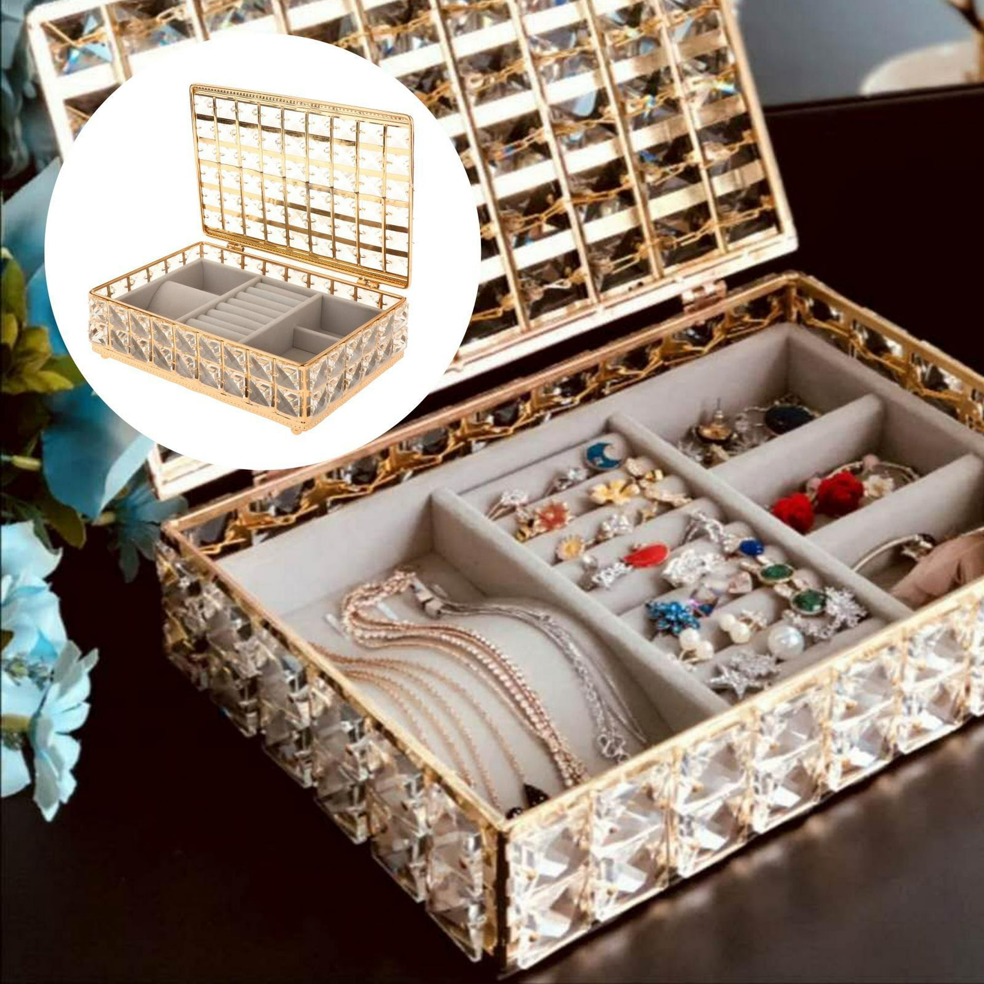 Organizador caja exhibidora joyas anillos colgantes – venzhopspa