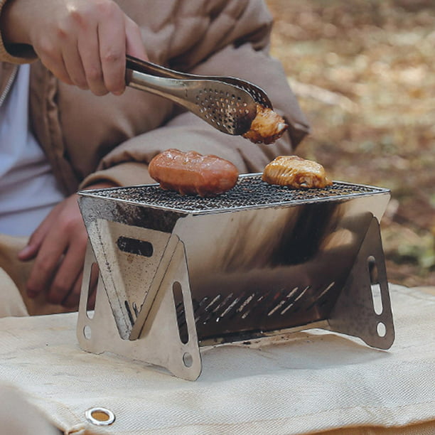  Parrilla de barbacoa portátil para barbacoa de carbón para  cocinar al aire libre, camping, senderismo, picnic, mochilero : Patio,  Césped y Jardín