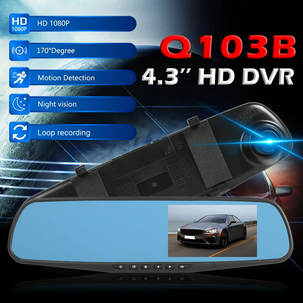 Q103B Espejo retrovisor Coche DVR Cámara 43 pulgadas IPS 1080p Lente dual  Dashcam Ndcxsfigh Accesorios para autos y motos