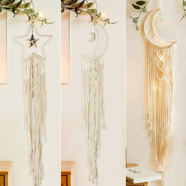 Hecho a mano Dream Catcher Macrame Pared Colgante Boho Tejido