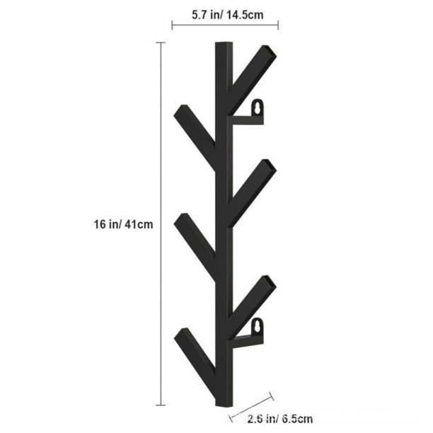 Perchero vertical montado en la pared de 16 pulgadas, moderno árbol de  pared de metal para sombreros, chaquetas, bolsas, entrada y dormitorio  (altura