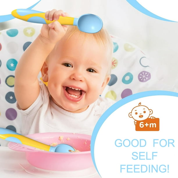 Cubiertos para bebés - Cucharas y tenedores - para el aprendizaje de la  autoalimentación con mangos flexibles