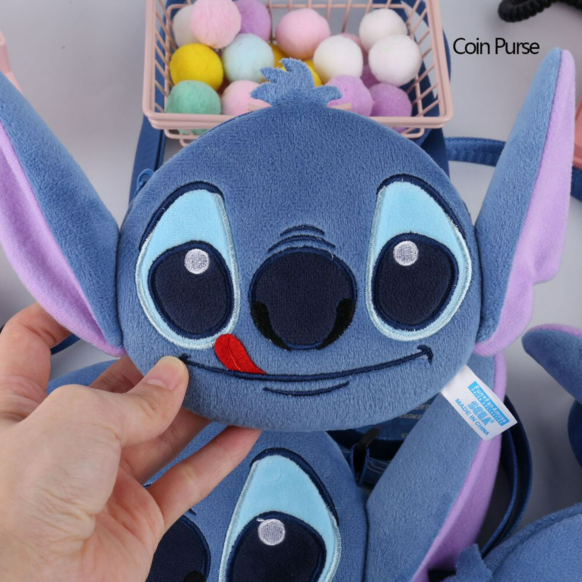 Bolsos cruzados de felpa de Disney Stitch para niñas, bolsos de