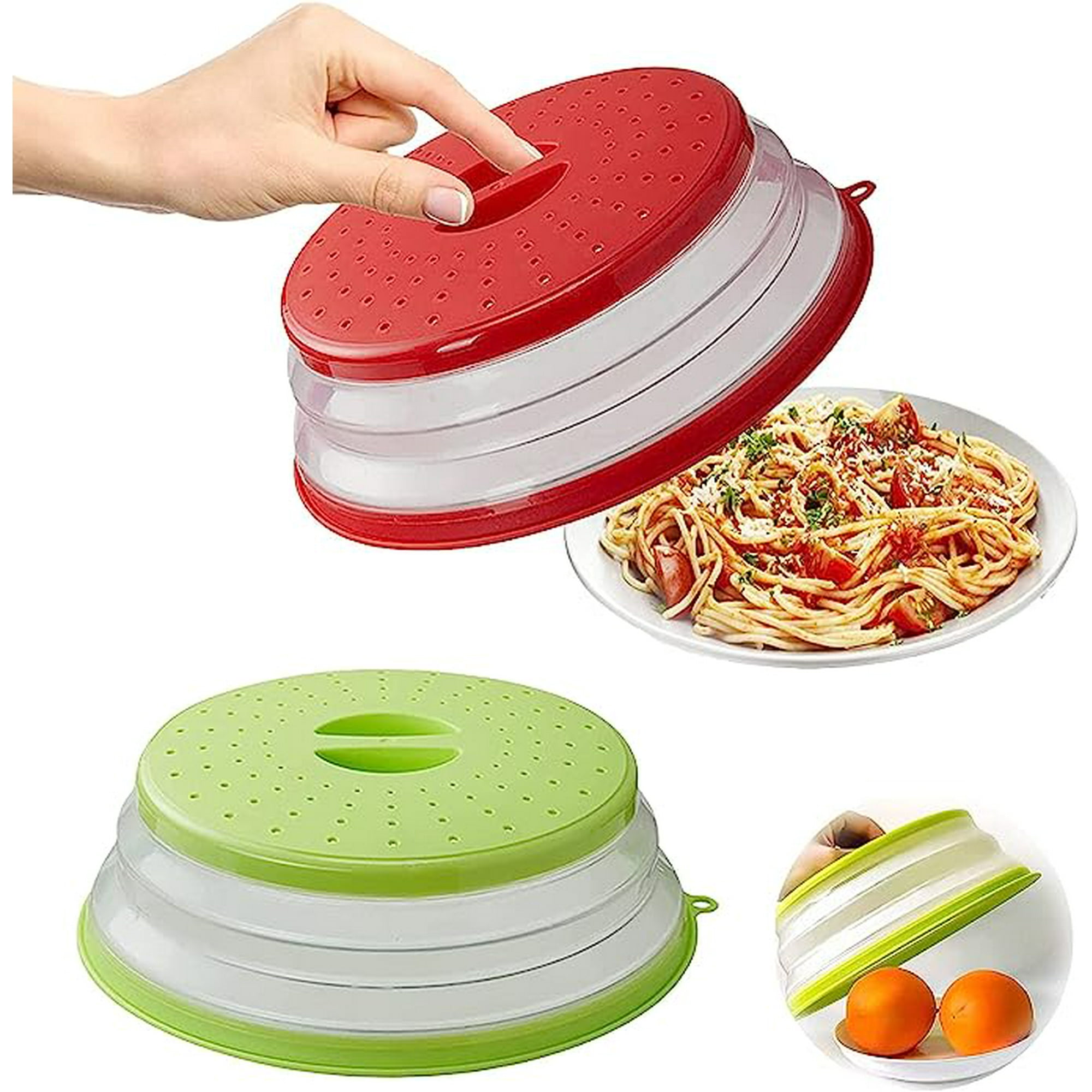Tapa Plegable para Microondas Paquete de 2 - Azul y Verde - Con Colador  para Frutas y Verduras - Libre de BPA y No Tóxico Vhermosa Utensilios de  Cocina