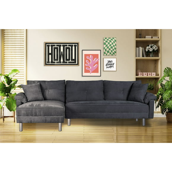 sala modular sofá cama tullie gris oxford sofantastico reversible