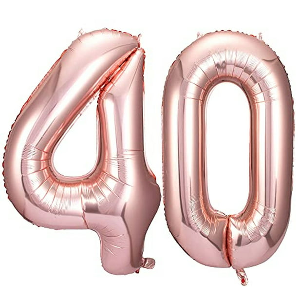 Globos de números de color oro rosa, globos grandes de Mylar de 40  pulgadas, globos gigantes de números gigantes para decoraciones de fiesta  de