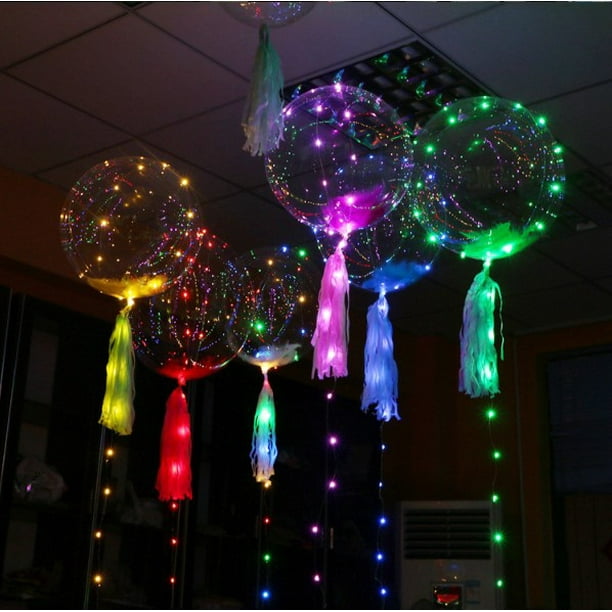 15 Globos Burbuja Cristal Con Luz Transparente Led Luminoso
