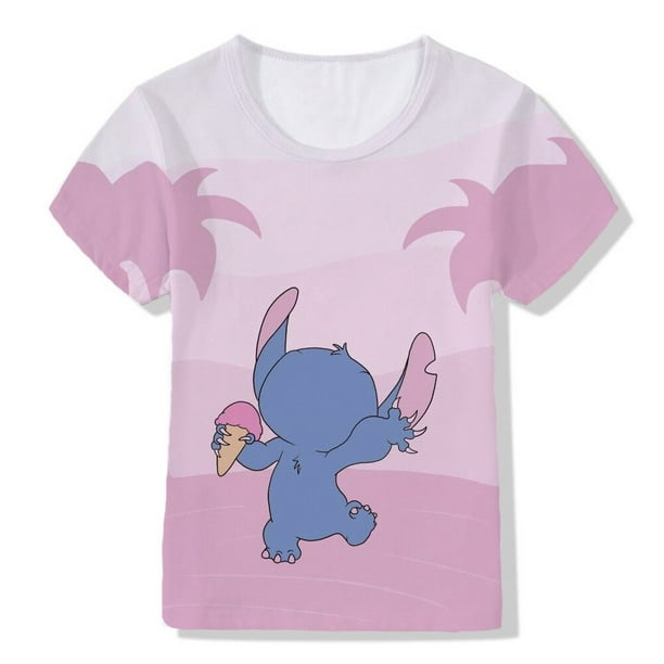 Camiseta de Lilo & Stitch para niño y niña, ropa informal Kawaii