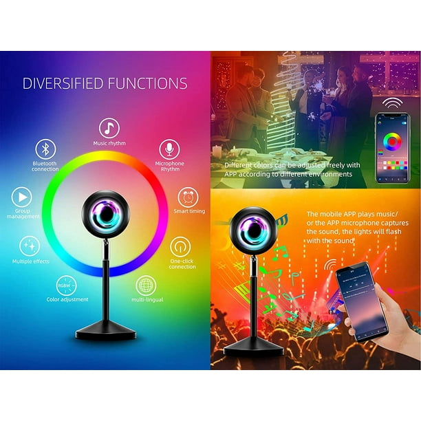2 uds foco de Color Control Bluetooth para teléfono móvil, luz de