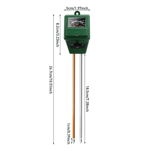 Medidor de pH del suelo, sensor de humedad del suelo, kit de prueba de  humedad del suelo/luz/pH 3 en 1 para el cuidado de plantas en interiores y