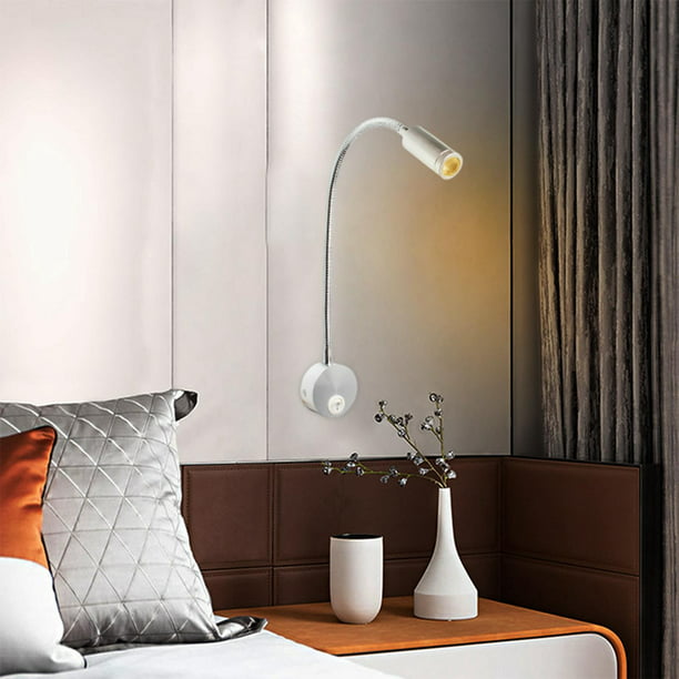  Aplique de pared enchufable, luces de libro de montaje en pared para  leer en la cama, lámpara LED minimalista de lectura para mesita de noche,  luces de exhibición de estantería (3