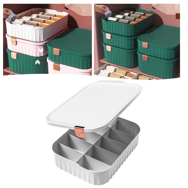Cajas De Almacenamiento Caja de almacenamiento para guardarropa,  calcetines, ropa interior, sujetadores, organizador divisor (6 rejillas)  Likrtyny