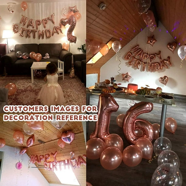 RV Decoración cumpleaños 18 en oro rosa, pancarta feliz cumpleaños, globo  de helio números 18 Rojo Verde