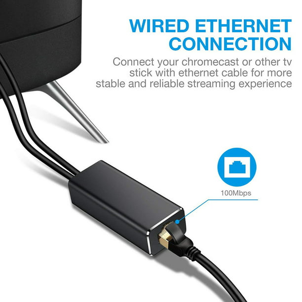 Adaptador Internet Micro-usb A Ethernet Rj45 Chromecast Google  -  Negro con Ofertas en Carrefour