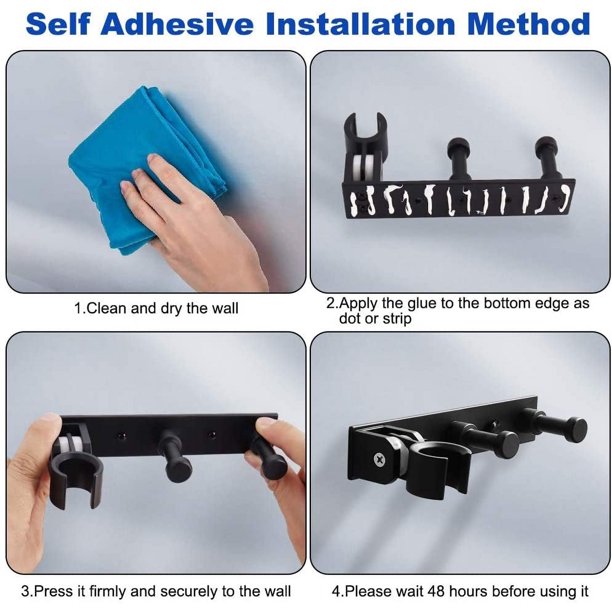 Soporte de ducha universal con 2 ganchos, soporte de ducha ajustable de  aleación de aluminio montado en la pared, soporte de cabezal de ducha  autoadhesivo para manguera de ducha Sincero Electrónica