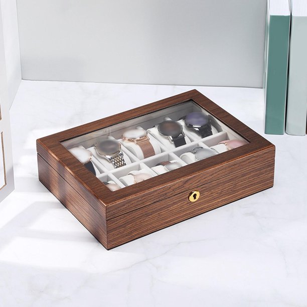 Estuche Relojes Caja de Reloj Caja para Relojes Reloj Caja De  Almacenamiento 4 Ranuras Caja De Exhibición De Reloj Caja De Reloj De  Madera Para Hombre Con Tapa Transparente Caja de Relojes 