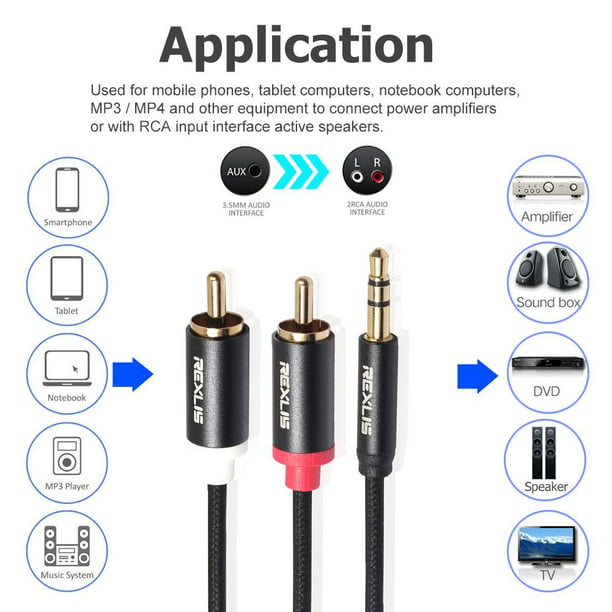 Cable auxiliar de 3,5 a 2,5 Jack de 3,5 mm a Jack de 2,5 mm Cable de audio  Jack 3,5 para auriculares Cable conector de altavoz auxiliar de 2,5 a 3,5