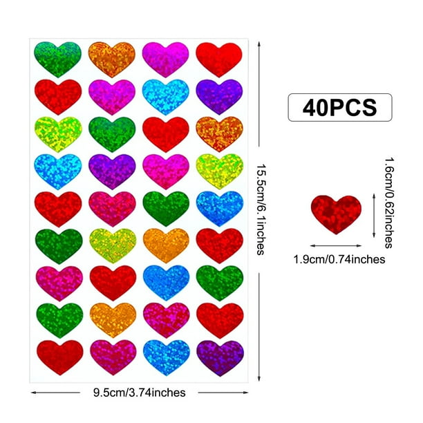 Pegatinas de corazones para decoración Etiqueta de colores Corazones para  artes, manualidades, suministros para fiestas y álbumes de recortes, 40