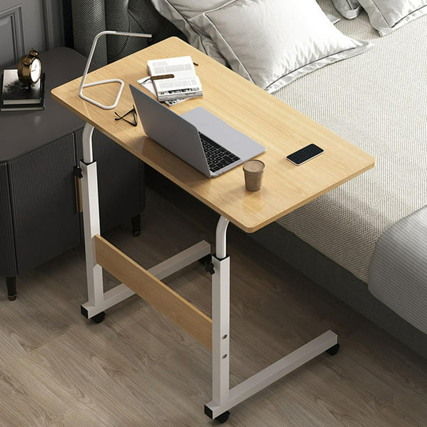 Escritorio de computadora triangular de madera maciza, mesa de estudio  multifuncional para dormitorio con almohadillas ajustables para los pies