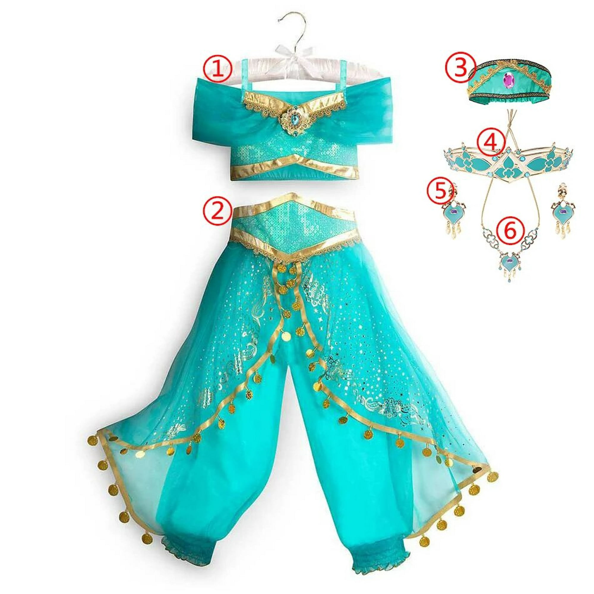 Disfraz de princesa Jasmine de Aladdin, disfraz de carnaval, accesorios de  Cosplay para Halloween, t Estilo Azteca