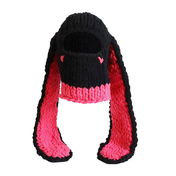 Stylsh Winter Knitted Hat Thermal Face Cover Grueso Crochet Skull Caps  Pasamontañas Sombrero a prueba de viento Rabbit Ear Beanie Sombreros para  Rojo Macarena Gorros Beanie