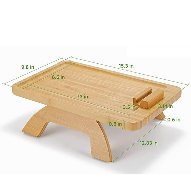Bandeja de brazo portátil para sofá, soporte de madera con Clip
