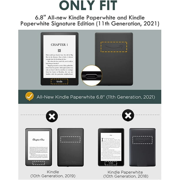 Funda para Kindle Paperwhite de 6.8 (11ª generación-2021) y Kindle  Paperwhite Signature Edition, piel sintética delgada y ligera con funda de