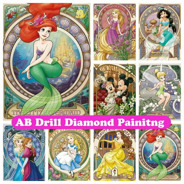 Pintura de diamantes de Disney 5D DIY, mosaico de diamantes de princesa de  dibujos animados, Mickey