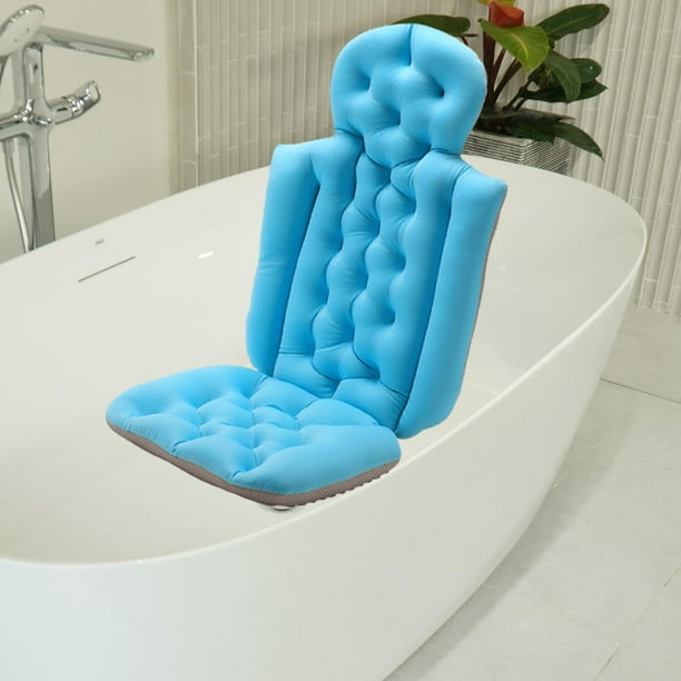 Almohada para bañera, soporte para la espalda con ventosas, cojín suave y  cómodo antideslizante para cabeza, cuello, baño, SPA , azul BLESIY Almohada  de bañera
