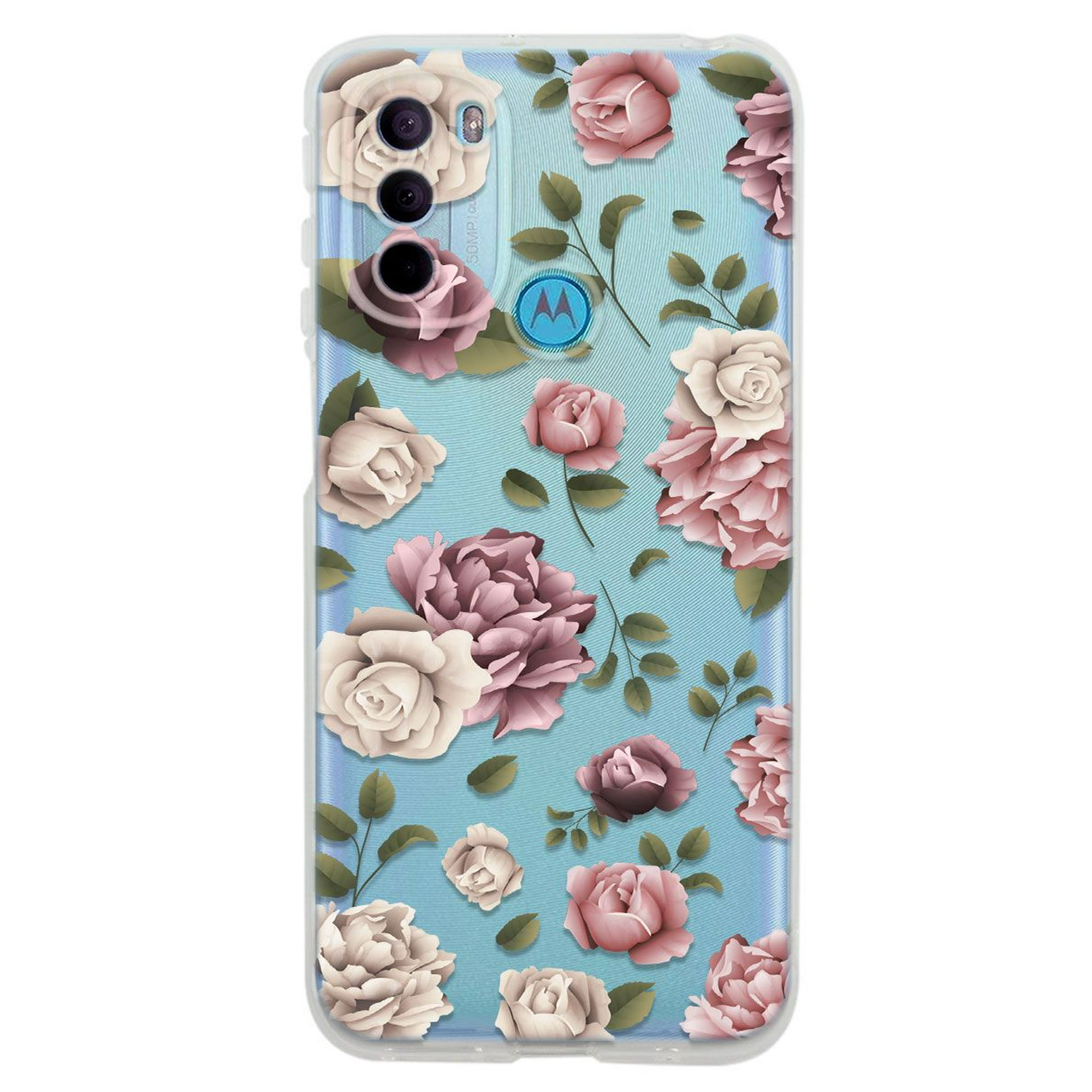 Funda para moto g31 flores rosas, uso rudo, instacase protector para moto g31 antigolpes, case flores rosas