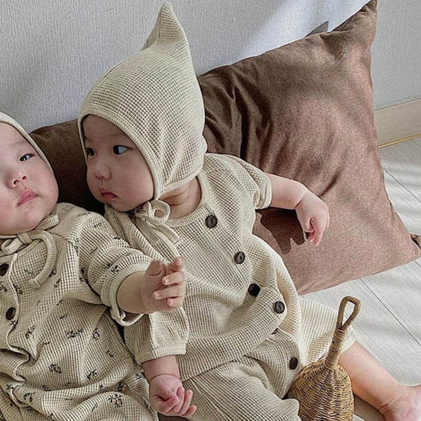 Gibobby Mamelucos para bebe niña Recién nacido bebé niños niñas manga larga  sólido otoño primavera ropa recién nacida(Caqui, 0-3 Meses)