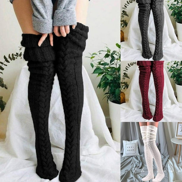 Medias de lana translúcidas cálidas de invierno para mujer, calcetines de  lana para mujer, medias elásticas de cintura alta (color: negro puro, pies