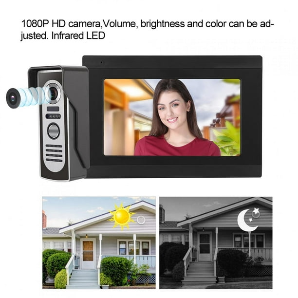Sistema de intercomunicador de vídeo con cable para puerta de teléfono,  monitor de color de 7 pulgadas y cámara de alta definición para casa u  oficina