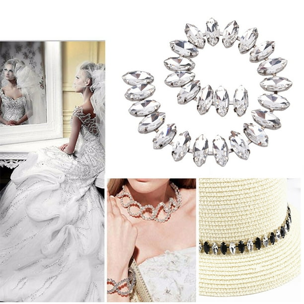 Ajuste de garra dorada, 50 unids/formas de bolsa, mezcla de cristal de  diamante negro, para coser en diamantes de imitación, vestido de boda,  zapatos